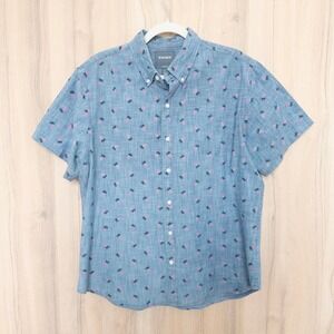 Bonobos‎ Mens Pineapple Short Sleeve Button Down Shirt Size L Chambray Summer